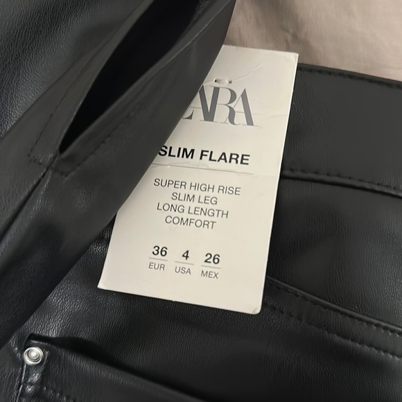 ZARA leather pants slim flare super high rise long length NEW Bloggers Favorites - Picture 8 of 8